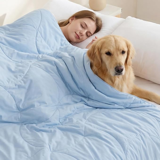 ZOMISIA Premium Cooling Dog Blanket for Bed - Q-MAX>0.5 Breathable Washable Dog Cooling Mat, Travel Soft Pet Summer Essentials, Blue, 60"x80"
