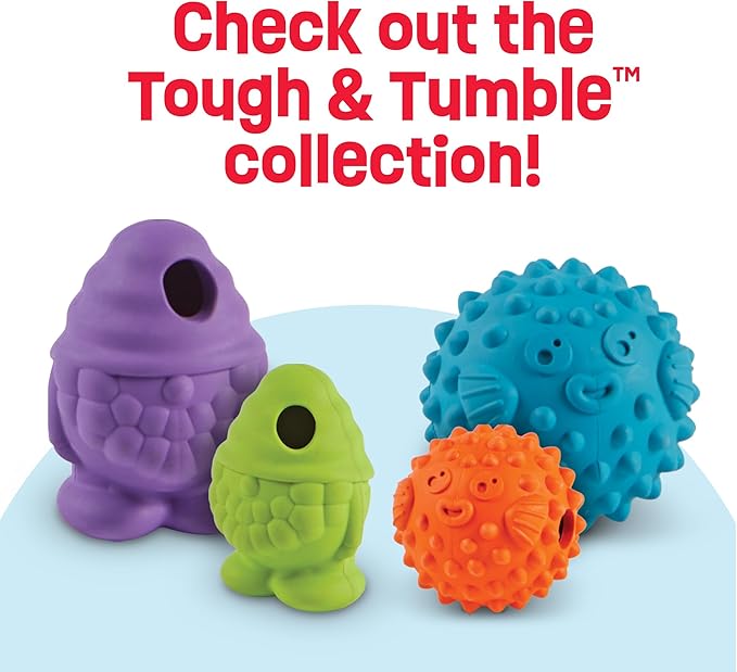 Brightkins Tough & Tumble Treat Dispenser Large Pufferfish - Interactive Dog Toys, Dog Treat Dispenser Toy, Puppy Training Toys, Durable Puzzle Balls for Dogs, Enrichment Slow Feeder Ball