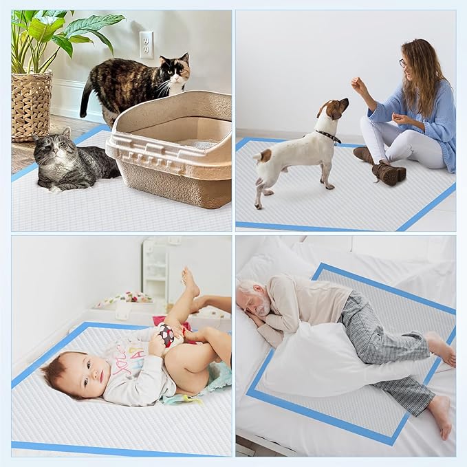 Upgraded 4XL 36"x36" 6 Layers Dog Pee Pads, 100 CountsUltra Absorbent Pee Pads, Absorb up to 12 Cups, Leak-Proof & Quick Dry Puppy Pads for Puppy,Surgery, Older,Cats, Rabbits,100pcs