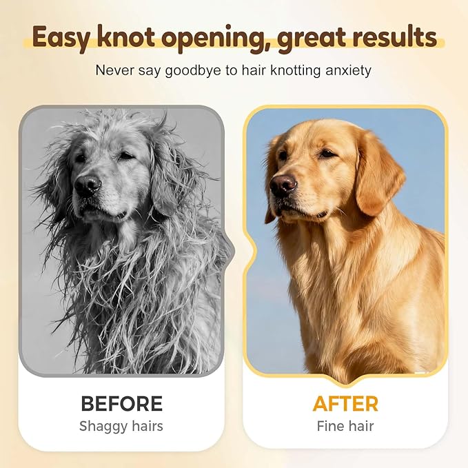 Dematting Comb for Dogs and Cats, Undercoat Rake Pet Brush for Long Hair, Dual-Sided Pet Grooming Brush Removes Tangles Knots and Loose Fur, Deshedding Grooming Tool (white)