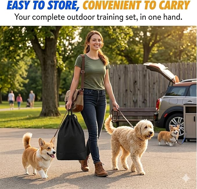 Dog Agility Training Jumping Hoop for Small Medium Dogs, Adjustable Height Pet Exercise Equipment for Outdoor Backyard (12 Cone Set)