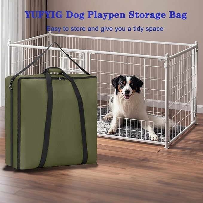 32" Dog Playpen Storage Bag, Suitable for Foldable Exercise Pet Playpens, Dog Fence Travel Bag with Handles for Camping and RV Trip, Waterproof Oxford Fabric Green