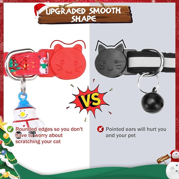 PUPTECK Cat Collar Breakaway with Bells, Kitten Collar Outfit Adjustable for Girl Boy Small Pet Puppy Bunny, Cute Costume Accessory with Safety Release Buckle (Bowtie-Christmas)