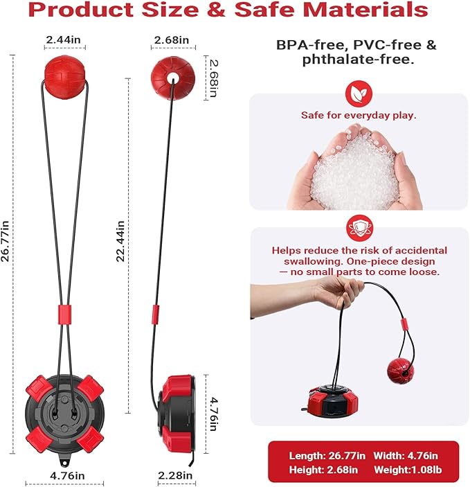 Upgraded Super Strong Suction Cup Dog Toy for Aggressive Chewers, 2.68" Bite Resistant Tug of War Toy, Steel Wire Rope Chew Ball for Medium Large Dogs, Stops Destructive Chewing