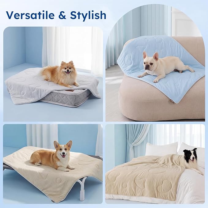 ZOMISIA Cooling Blanket for Small Dogs - Washable Cat Cooling Mat for Hot Weather, Travel Soft Pet Summer Essentials, Blue, 25"x35"