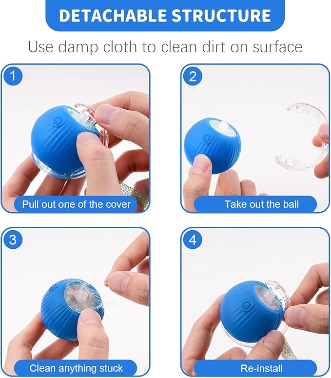 Interactive Cat Toys for Indoor Cats Smart Automatic Ball Rolling for Bored Kitten Pet Upgraded Speedy Moving Chase Dogs Toy Mothers Day Gifts Blue Dragonfly