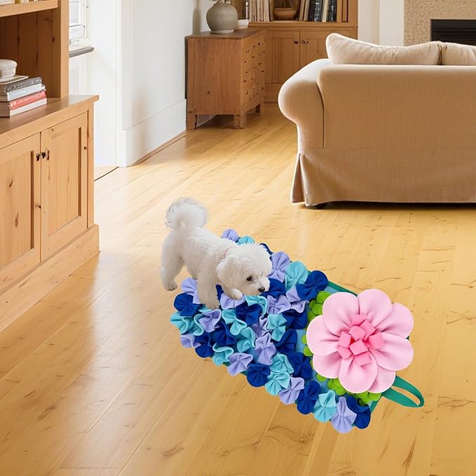 Snuffle Mat for Dogs, Snuffle Mat for Cats Rabbit Foraging Mat Interactive Feed Game Puzzle Toy for Rabbit Bunny Guinea Pigs Chinchillas Ferrets Feeding Mat Bedding Cage Accessories Blue-Purple