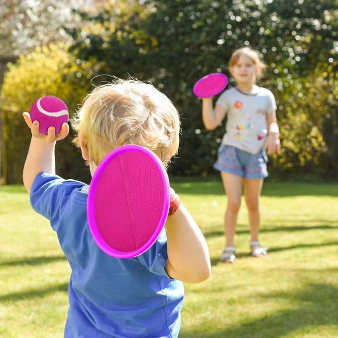 Toss and Catch Ball Game Set, Upgraded Sticky Paddle Ball Set for Kids & Toddlers, Sturdy & Water-Resistant Outdoor Backyard Beach Pool Toy, Birthday Gift for Boys Girls Ages 3-12