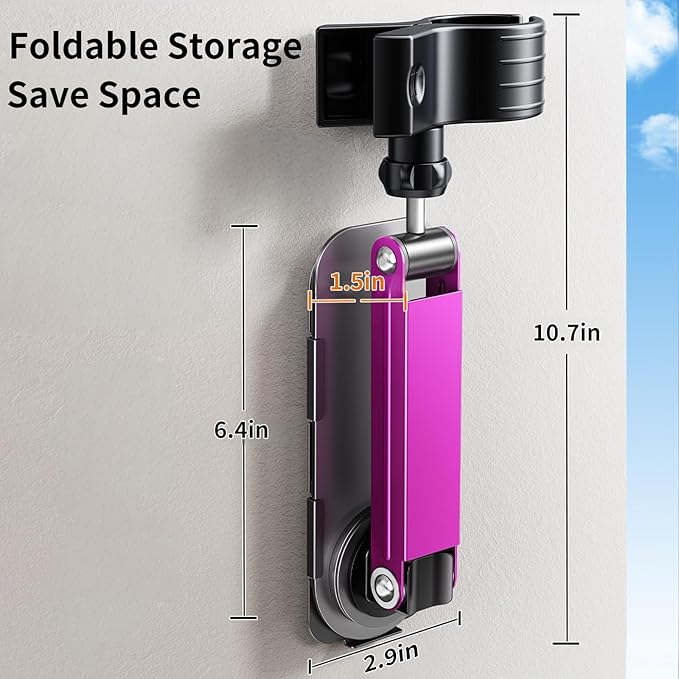 Metal Stable Hair Dryer Stand,Hands Free Blow Dryer Stand With Height & Angle Adjustable,Wall Mounted & Countertop Hairdryer Holder For Bathroom Bedroom Vanity,Compatible With 99% Hairdryers(Small)