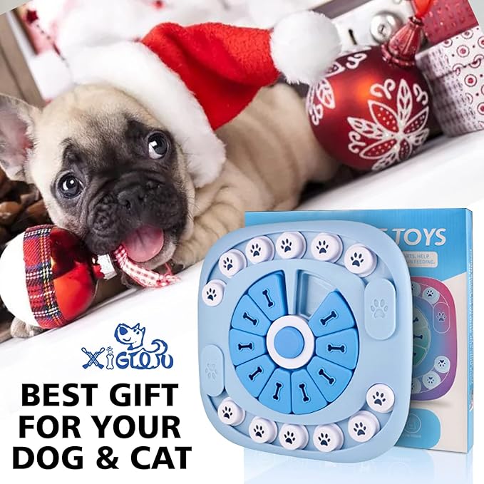 XIGOU Dog Puzzle Toys - Treat Dispensing Dog Enrichment Toys for IQ Training & Brain Stimulation - Interactive Mentally Stimulating Toy - Gifts for Puppies, Cats, Dogs