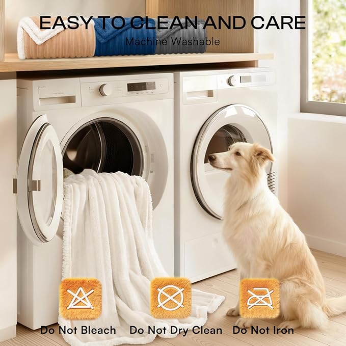 Luciphia Waterproof Dog Blanket for Medium Large Dogs Ultra-Soft Calming Cut Pile Flannel Throw Durable & Warm Furniture Protection for Couch Car Pet Blanket Machine Washable Soft White,M(57''x40'')