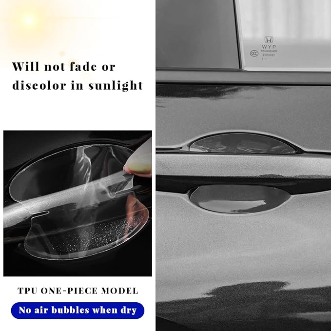 8PCS Car Door Handle Protector, Waterproof Anti-Scratch Film Clear Invisible Auto Door Bowl Sticker, Non-Marking Self Adhesive Handle Cup Scratch Guard for Most Vehicles (8 PCS)
