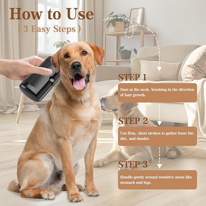 Deshedding Dog Brush for Shedding, Undercoat Grooming Tool for Dogs, Cats & Horses, Ergonomic Brush Painlessly Removes Pet Loose & Matted Hair, Reduces Shedding for Short, Medium & Long Hair Pets
