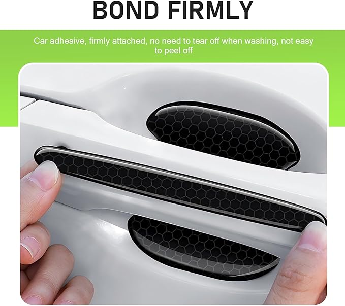 8PCS Car Door Handle Protector, Reflective Car Door Handle Bowl Stickers, Self-Adhesive Anti-Scratch Doors Handles Paint Protective Film, Universal Protection Guard for Most Cars (Black)