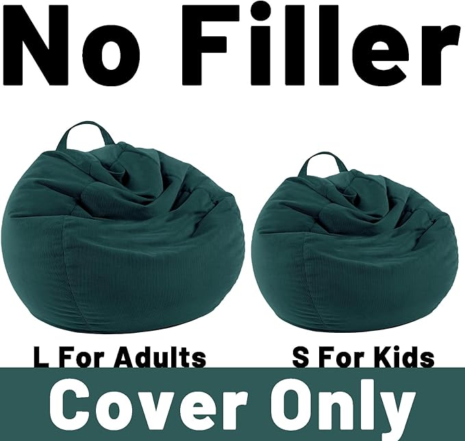 LPMOERA Stuffed Animal Storage Bean Bag Chair Cover (No Filler) for Kids and Adults.Pets Dogs/Cats Lazy Beds.Soft Premium Corduroy Stuffable Bean Bag for Organizing Children Plush Toys or Memory Foam