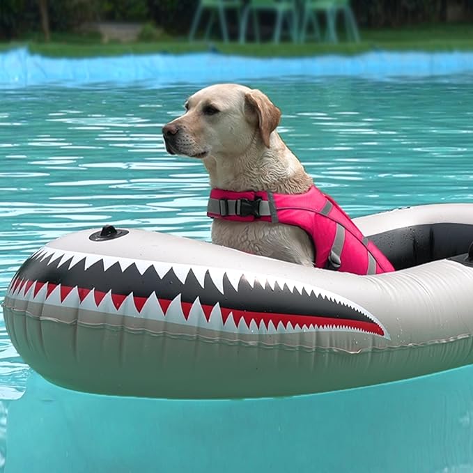 Kuoser Dog Life Jacket with Reflective Stripes, Dog Life Vest for Swimming Boating, Adjustable Pet Lifejackets with High Flotation, Doggie Swimsuit for Small Medium Large Dogs