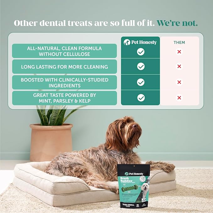 Pet Honesty Dog Dental Care Virtual Bundle – Dental Finger Wipes (30 Ct) + Brush Buddies Dental Sticks for Extra Small Dogs (40 Ct) – Teeth Cleaning, Plaque & Breath Support