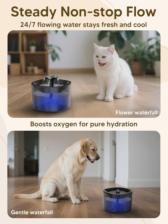 Cat Water Fountain with Detachable Tank, 2L