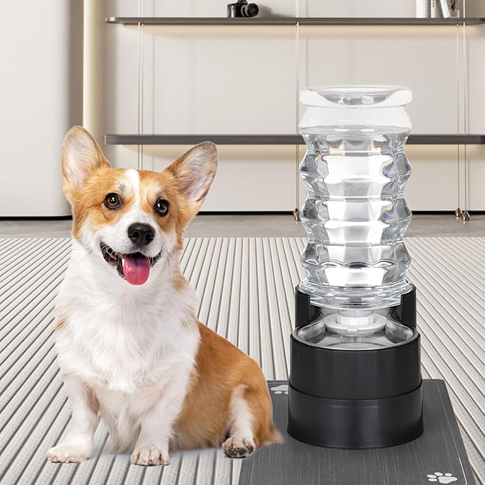 RIZZARI 8L Elevated Pet Water Dispenser – Stainless Steel Gravity Waterer with Auto-Refill Design for Medium and Large Dogs & Senior Pets -Comfortable Drinking Height for Living Rooms,Multi-Pet Homes