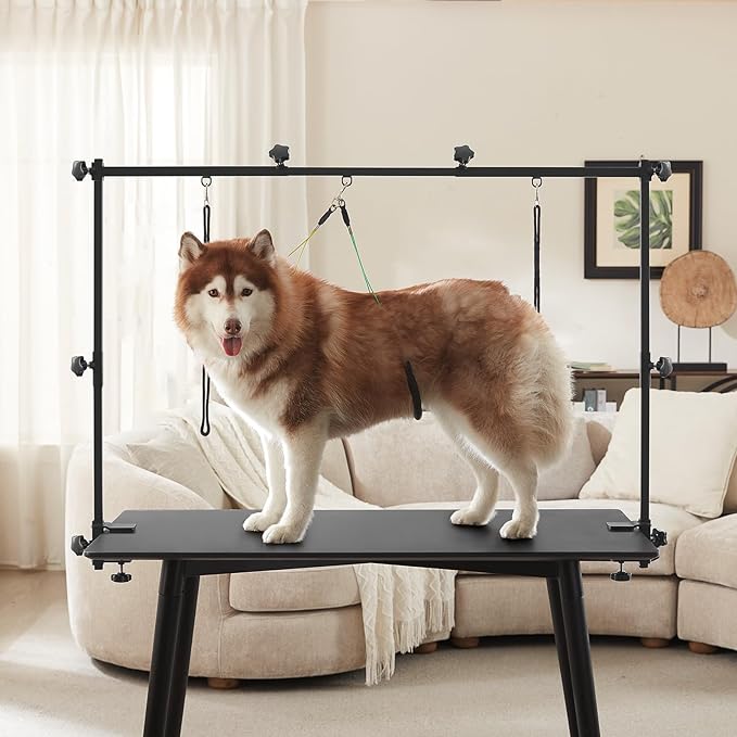 Home Dog Grooming Table Arm Adjustable 37" Height, 35"-51" Width Dog Grooming Arm with Clamp Perfect for Medium & Large Pets(Grooming Table Not Included)