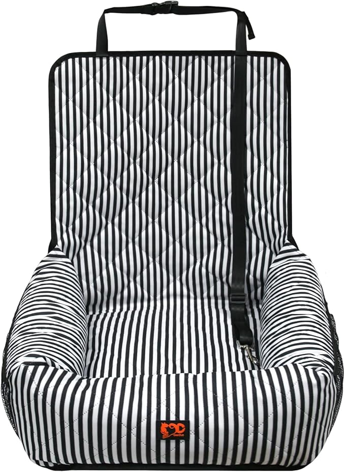 Dog Car Seat for Small and Medium Dogs, Booster Seat Sofa Pet Bed, Portable Car Travel Carrier Bed (Black Stripes-Thick Filling)