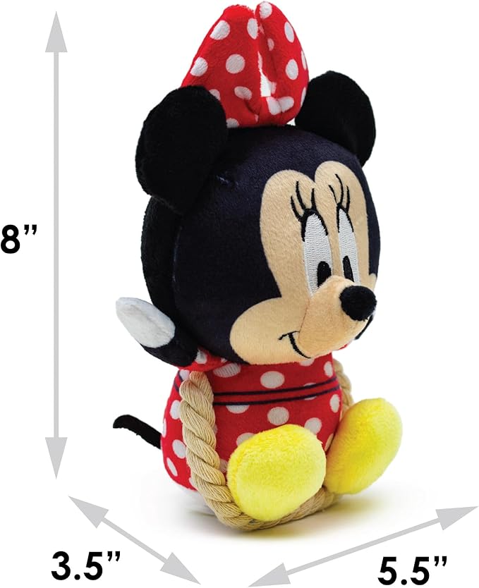Buckle-Down Disney Dog Toy, Minnie Mouse Chibi Sitting Pose Pet Toy, Plush with Rope