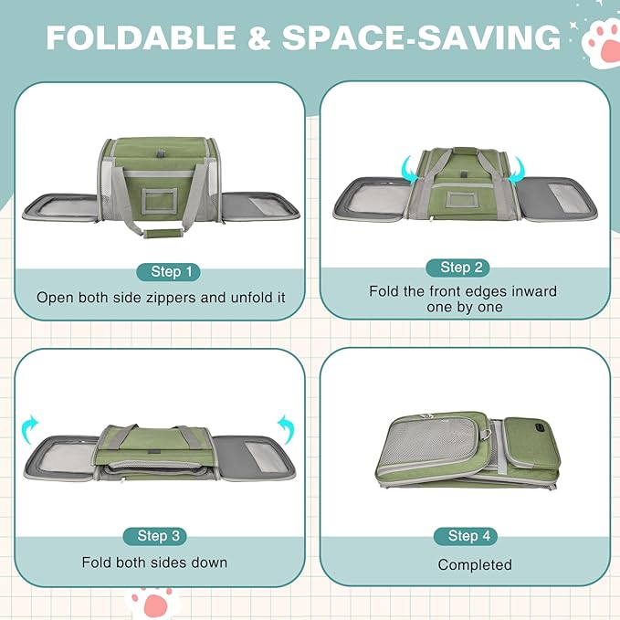 Soft Cat Carrier for Pets Up to 20 Lbs, Collapsible Cat Carrier Bag with Privacy Curtains, Airline Approved Small Pet Carrier for Small Medium Cats Dogs Puppy, Washable Soft Pet Travel Bag Dog Carrier