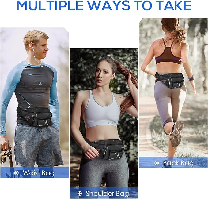 NOOLA Fanny Pack Waist Bag for Men Women, Lightweight Waist Pack with Water Bottle Holder, Adjustable Belt Bag with Multi-Pockets for Hiking, Dog Walking, Outdoor, Cycling, Running, Travel, Floral
