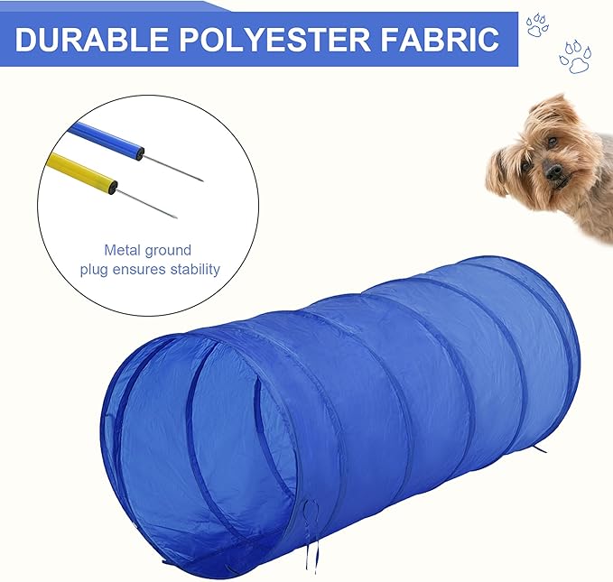 Dog Agility Equipment, Agility Training Equipment for Dogs with Agility Tunnel, Included Carry Bag & Displacing Top Bar,Agility Course for Dogs