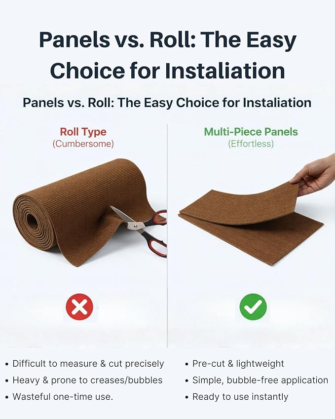 Corner & Wall Cat Scratch Mat, Self-Adhesive Trimmable Cat Scratcher, Wall Mounted Scratching Pad for Indoor Cats, Sofa Furniture Protector, Cat Post Cover Replacement (Brown, 23.6''x11.8'', 3-Pack)