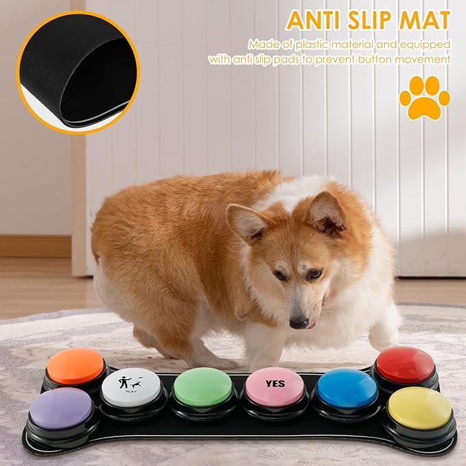 Dog Buttons for Communication, 8Pcs Dog Buttons Talk, Recordable Talking Training Buttons with Non-Slip Back Mat, Pet Buttons for Communication