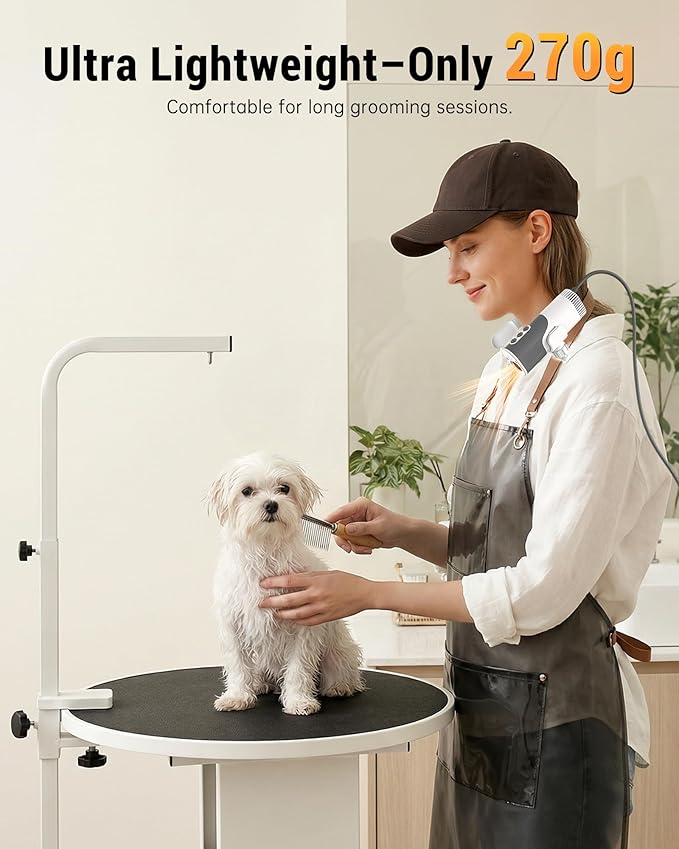 PETNF Hands-Free Dog Dryer for Pet Grooming, 110,000 RPM High Velocity Pet Hair Dryer, 1300W Powerful Neck Hanging Design, 3 Speeds & 5 Heat Settings for Home & Salon