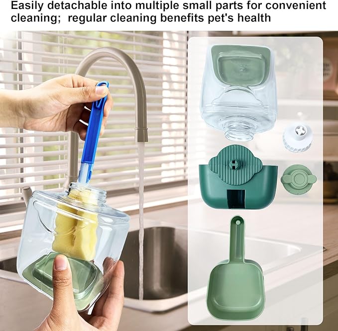 35oz Rabbit Water Bottle, Pet Hanging Automatic Water Dispenser for Small Animal Ferret Guinea Pig Chinchilla Dog Cat (Cage Grid Spacing 1.2''-2.1'') (Green)