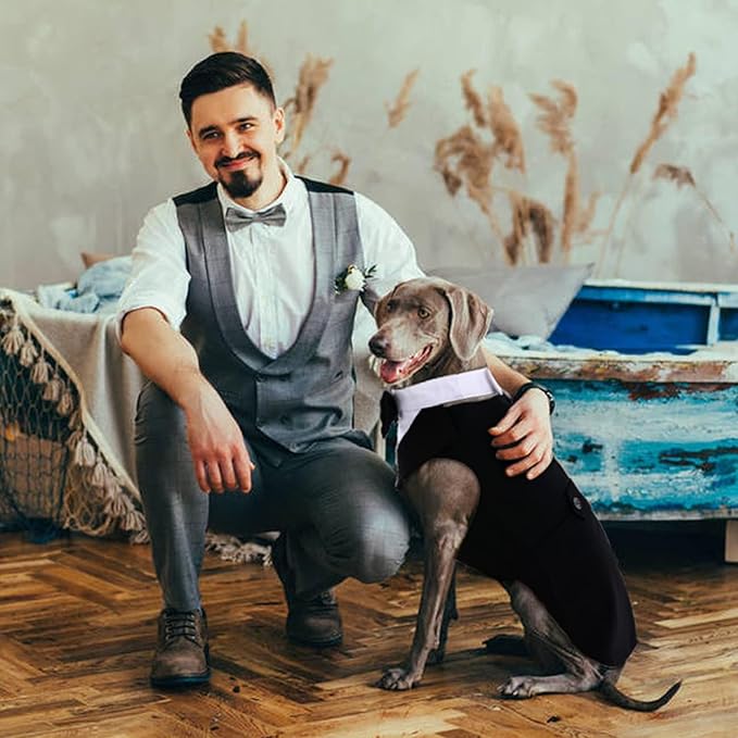 Dog Tuxedo for Large Dogs, Dog Wedding Suit and Bowtie