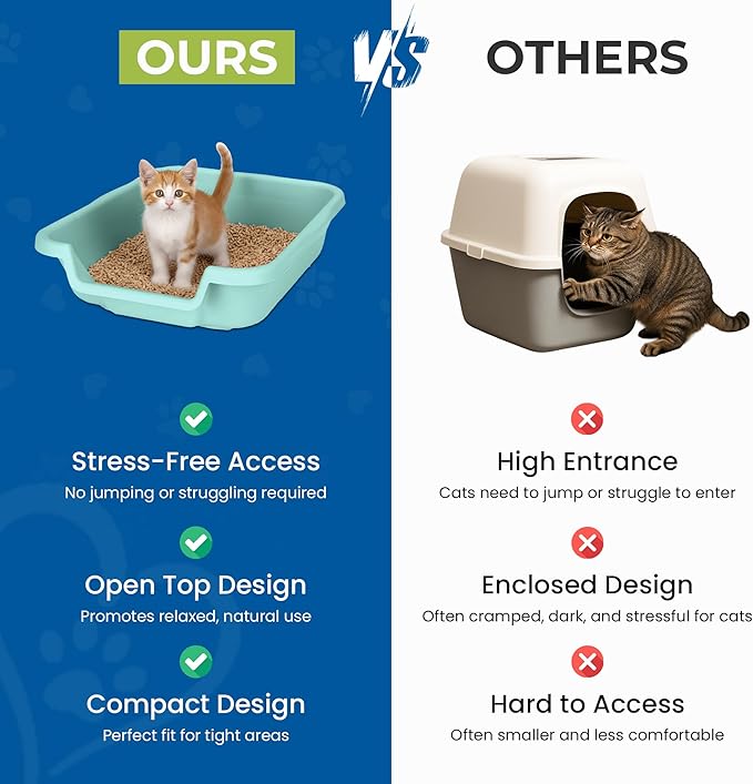 KittyGoHere Senior Cat Litter Box, Small Litter pan, Open Top Low Entrance Kitty Litter Box, Lightweight Low Entry Litters Box, Durable, Made in USA (2 Pack - Apple Green)