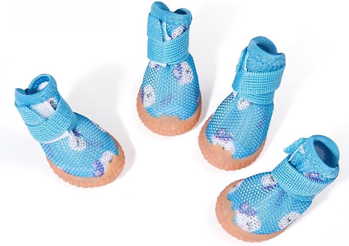 Dog Boots & Paw Protectors for Summer Hot Pavement Puppy Shoes with Anti-Slip Rubber Soles Pet Socks for Small Medium Dogs_5#(Panda Blue)