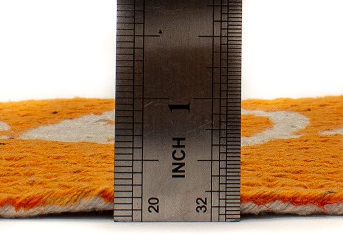 Decorative Dog Feeding Mat/Rug for Bowl Natural Cotton Easy Clean Woof Bone Shaped 15" x 23" Peach Orange