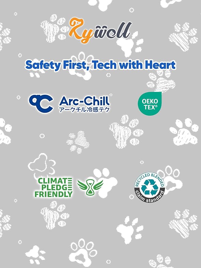 Rywell Super-Absorbent Cooling Mat for Dogs 24"x18" Arc-Chill 3.0 & Color-Changing Dog Cooling Mat, Stay Cool & Dry, Washable, Non-Slip Pet Bed Mat for Floors, Sofas, Kennels