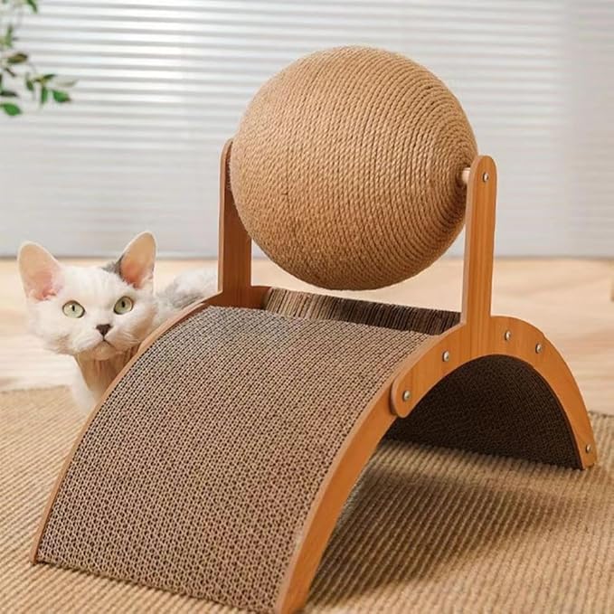Interactive Cat Scratcher, Cat Scratching Post Design with Arch Bridge Balls-Stylish CatScratching Board, Natural Sisal Scratcher Ball, Fun and Engaging Scratching Post for Exercise