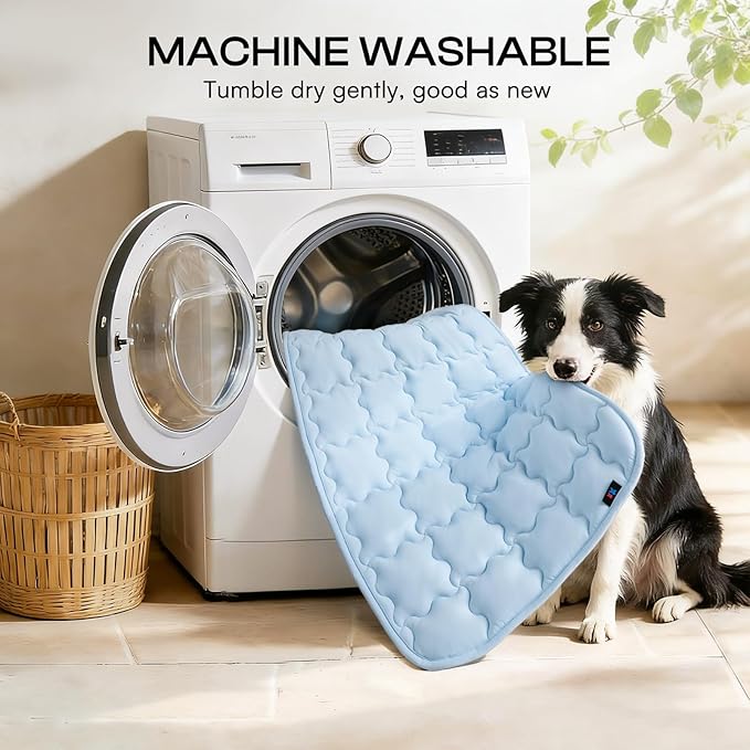 Luciphia Premium Dog Cooling Mat Non-Slip Q-MAX>0.5 Self-Cooling Pad for Small Pet Cat Indoor Portable Kennel Puppy Bed for Summer Crate Pad for Dog Washable Light Blue 20x30 inches