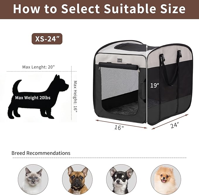 DONORO Dog Kennels and Crates for Medium Dogs, Portable Pop Up Indoor Pet Cage with Sturdy Wire Frame, Collapsible Travel Crate Soft Sided Cat Bag Escape Proof (Black, 28.0" L x 18.0" W x 22.0" H)