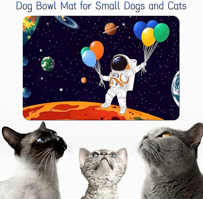 Dog Food Mat, 19.6" x 23.6" Absorbent Pet Feeding Mat for Food and Water, Waterproof Diatom Mud Pet Placemat with Non-Slip Rubber Backing, Easy Clean Cat Bowl Mat for Floors - Balloon Man