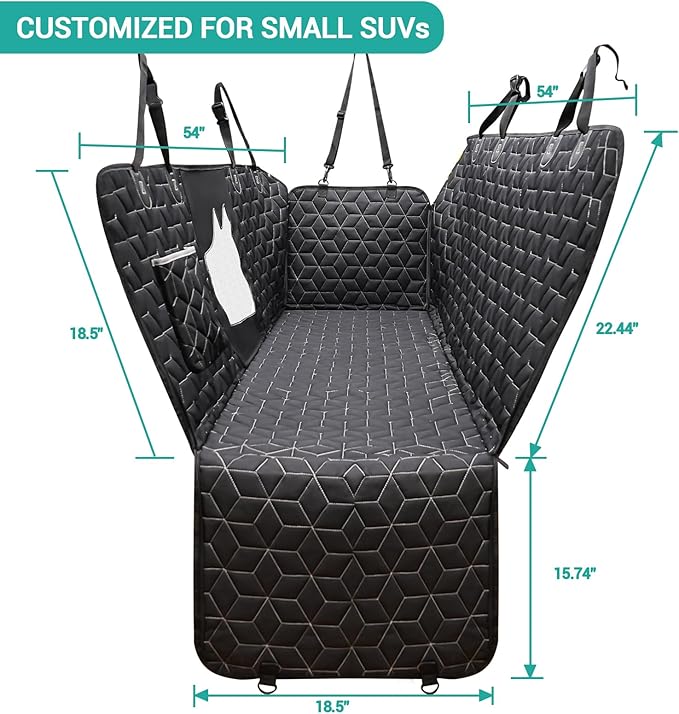 Meginc 4 in 1 Dog Car Seat Cover for Back Seat, Durable 600D Dog Hammock with Mesh Window & Side Flaps, Pet Car Seat Protector for Cars, SUVs 52"