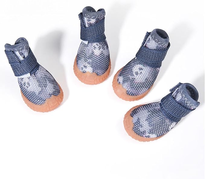 Dog Boots & Paw Protectors for Summer Hot Pavement Puppy Shoes with Anti-Slip Rubber Soles Pet Socks for Small Medium Dogs_4#(Panda Black)