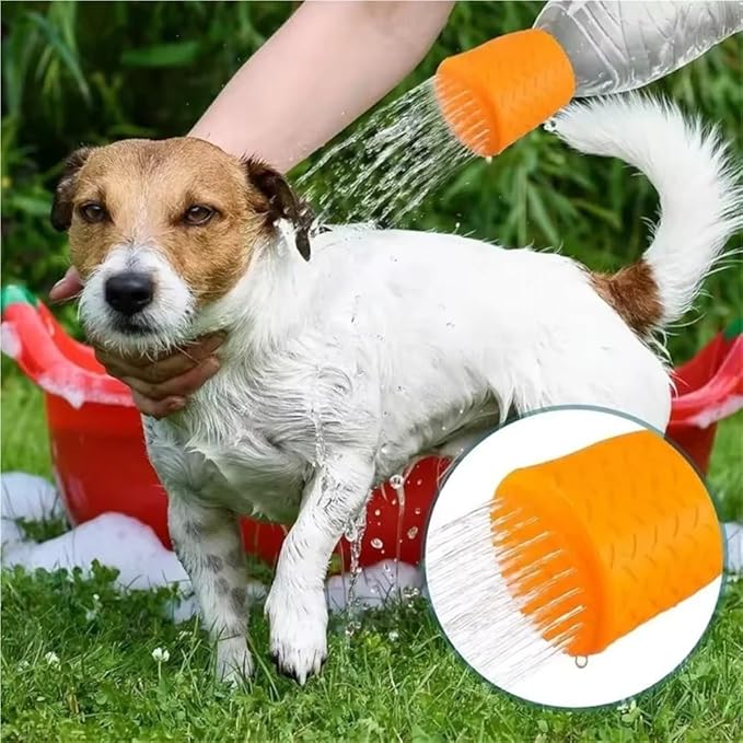 Portable Silicone Pet Shower Head - 2pcs Dog and Cat Shower Cleaning Supplies for Outdoor Use(Orange 2pc)