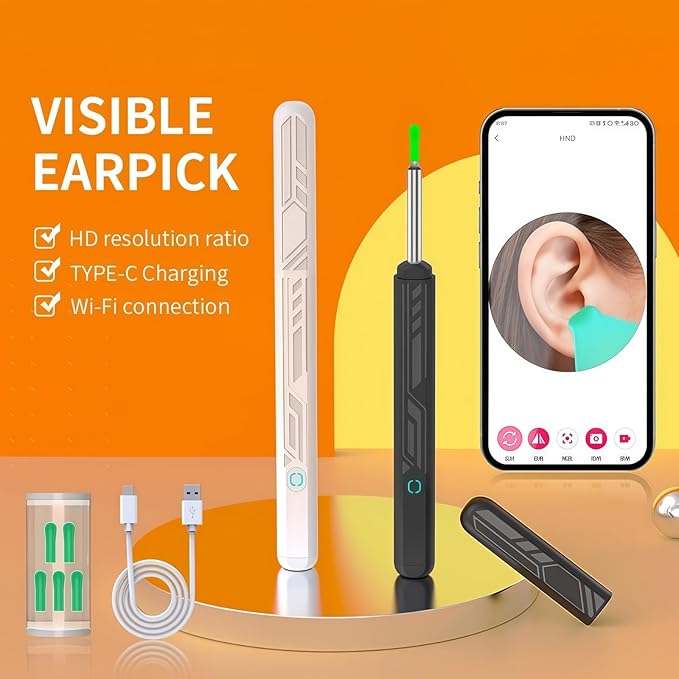 Ear Wax Removal Tool Camera — 1080P HD Ear Cleaner with Light, Earwax Removal Kit for Ear Cleaning, Safe Ear Camera for Adults Kids Pets Ear Camera for iOS & Android