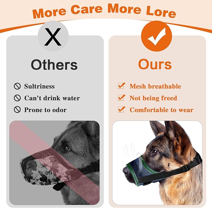 Dog Muzzle, Teal Mesh Soft Muzzle for Medium Dogs, Breathable Dog Mouth Guard for Biting Chewing Grooming, Reflective Adjustable Puppy Muzzles Allowing Panting and Drinking, Size S