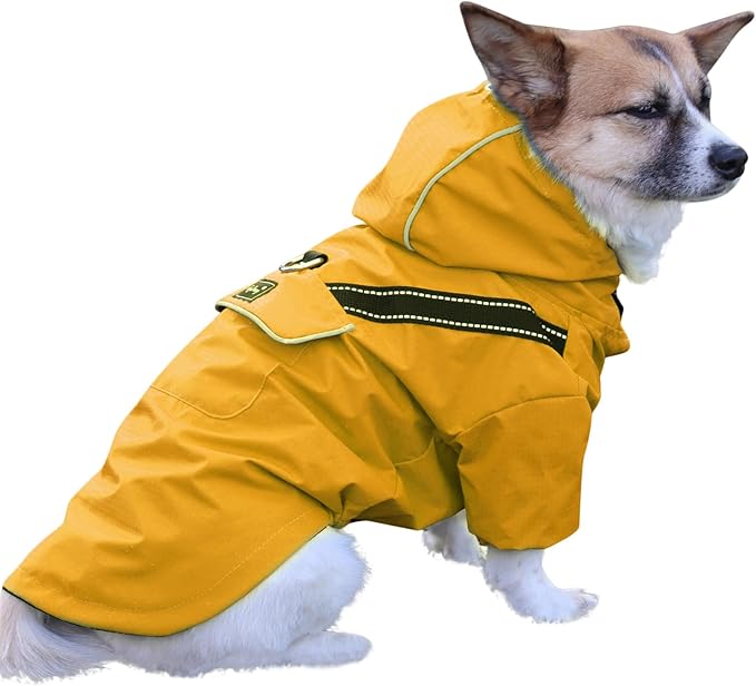 JoyDaog Premium Dog Raincoat with Hood for Extra Small Dogs,Outdoor Sports Waterproof Dog Rain Jacket,Puppy Raincoat with Pockets,Yellow XS