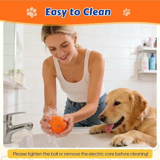 Interactive Dog Toys Ball with Chew-Resistant E-TPU Material, Smart Automatic Rolling Ball Toys for Small, Medium & Large Dogs, 2 Modes Rechargeable Moving Bouncing Dog Ball