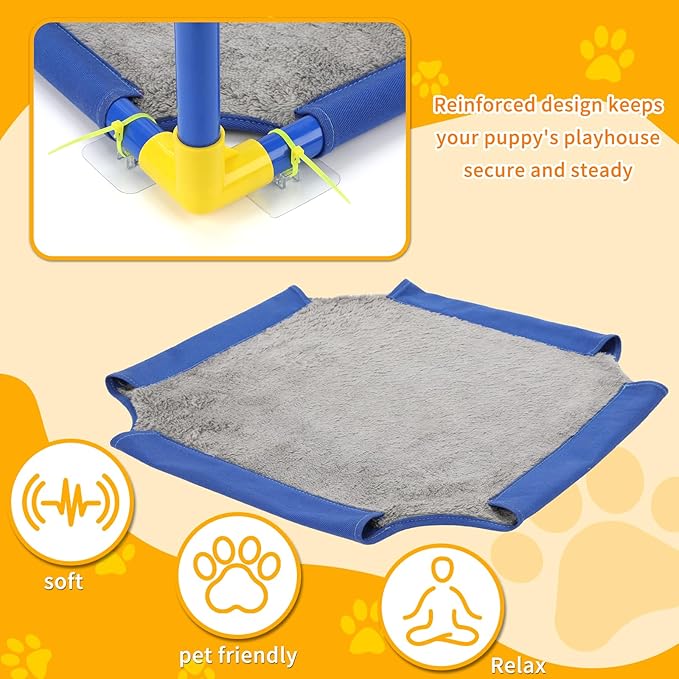 Puppy Play Gym with Hanging Toys, Dog Indoor Jungle Gym as Activities Center for Puppies, PVC Frame with 8 Enrichment Toys for Small Dogs Kitten and Other Pets